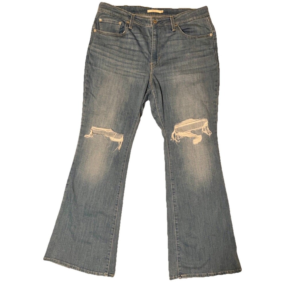 Levi's 726 High Rise Flare Jeans 33x32 Medium Wash Distressed